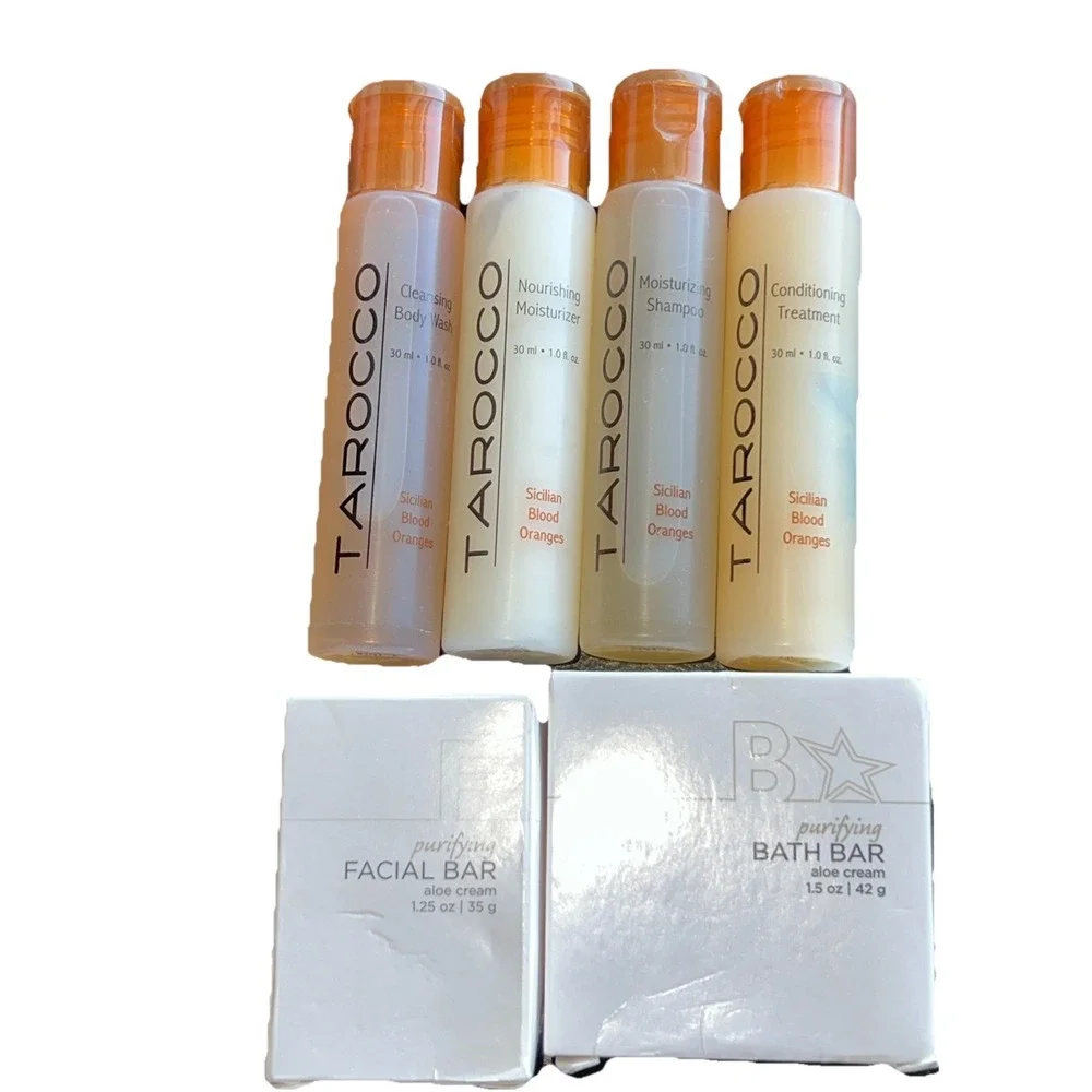 Cali Tarocco Blood Orange Travel Set Shampoo Conditioner Body Wash Lotion + Bars